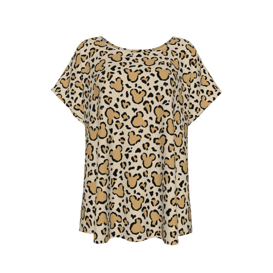 Mouse Ears Animal Print - Women’s Relaxed Fit Scoop Tee