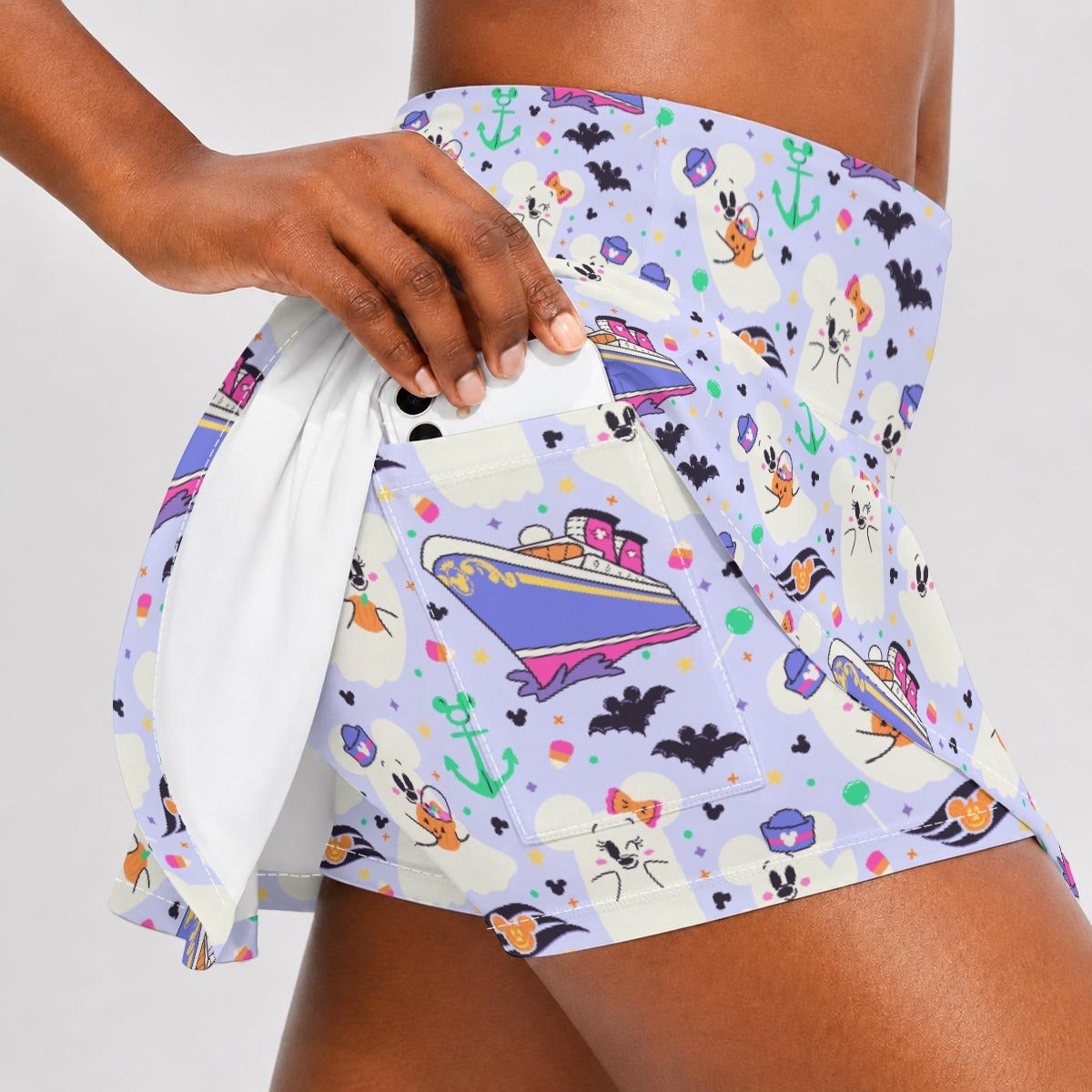 Spooky Sea Ghosts - Women’s Athletic Skater Skort with Pockets