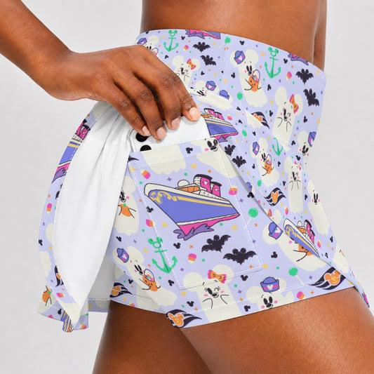 Spooky Sea Ghosts - Women’s Athletic Skater Skort with Pockets