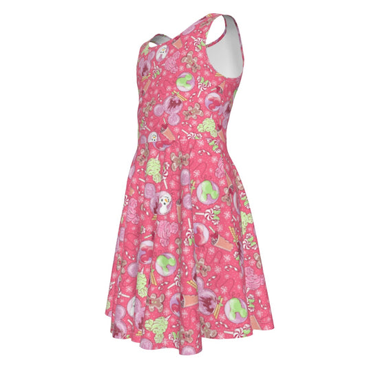 Winter Mouse Snacks &amp; Balloons - Kid's Sleeveless Skater Dress
