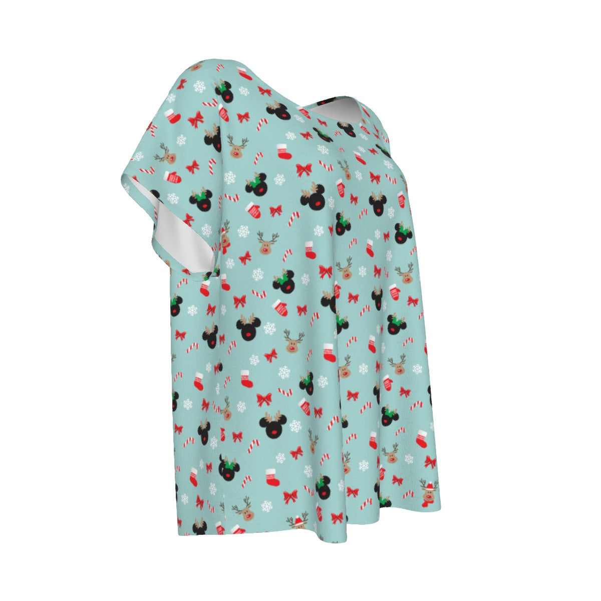 Festive Reindeer Mouse Holidayeers - Women’s Relaxed Fit Scoop Tee