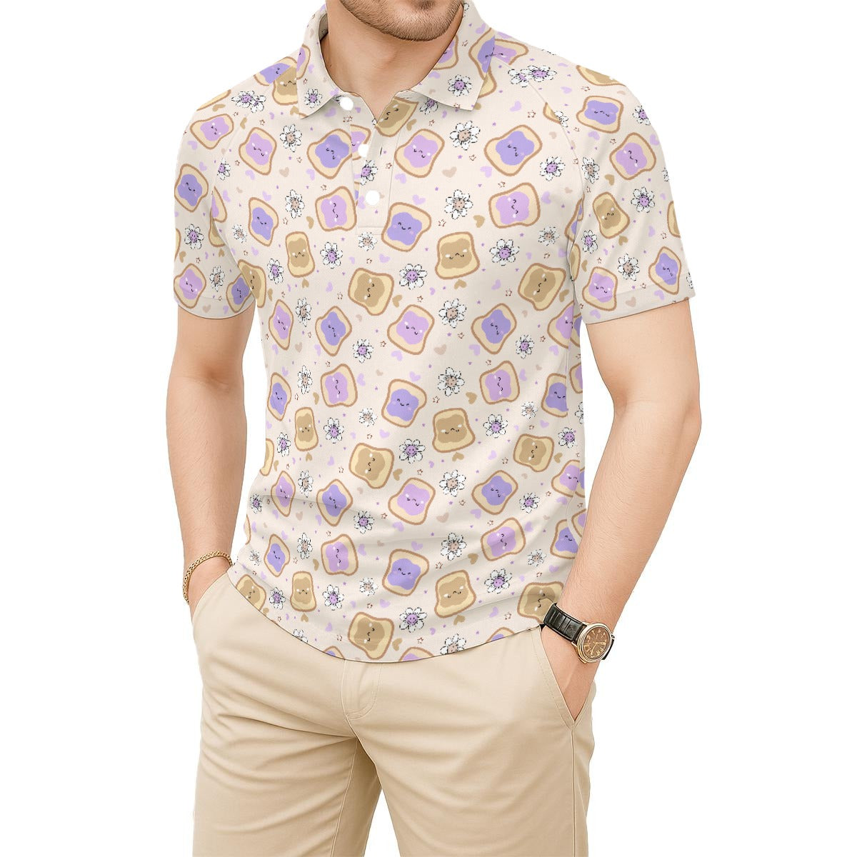 Kawaii Peanut Butter and Jelly Sandwiches - Men's Polo Shirt