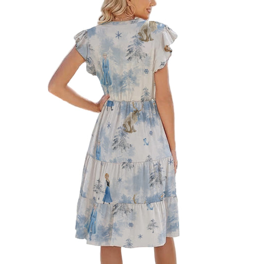 Enchanted Winter Landscape - Women's Tiered Pocket Midi Dress