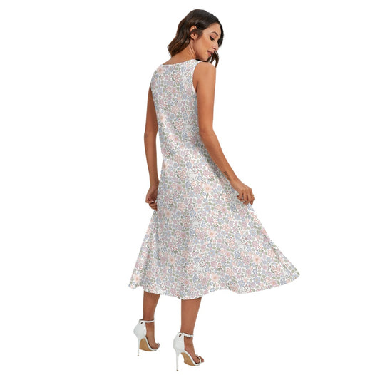 Marie’s Springtime Garden - Women’s Diagonal Pocket Midi Dress