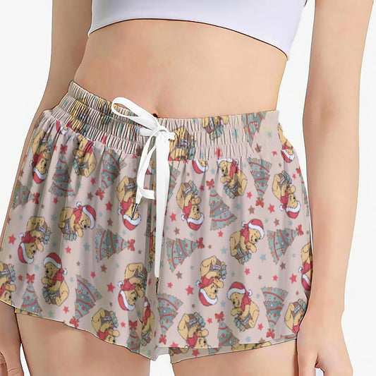 Cozy Bear Holiday Cheer - Women's Flowy Pocket Shorts