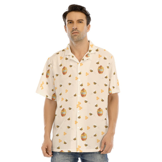 Sweet Hunny Pot & Bees - Men's Hawaiian Button Up Shirt