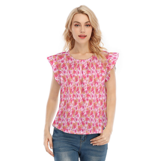 Summer Fruits - Strawberry - Women’s Flutter Sleeve Top