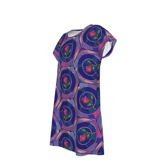 Enchanted Rose Stained Glass - Women's T-Shirt Dress