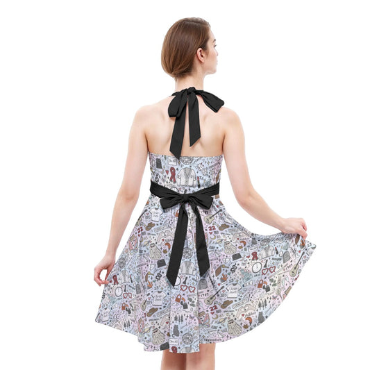 Every Era Collage - Women's Halter Vintage Pocket Dress