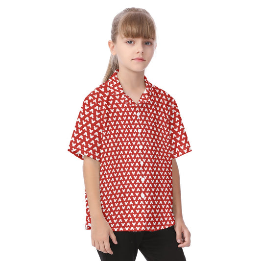 Mouse Ears Polka Dots Red - Kid's Hawaiian Button Up Shirt
