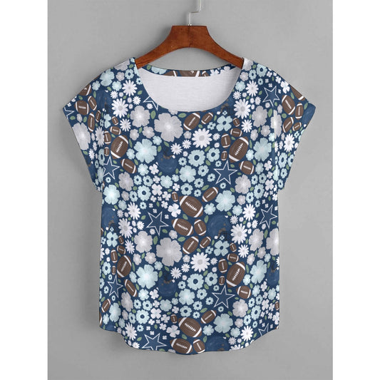 Blue Star Blooms - Women’s Relaxed Fit Scoop Tee