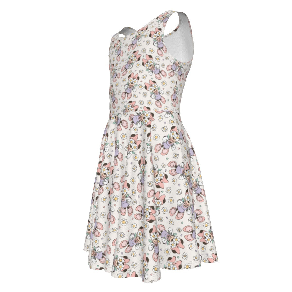 Daisy Crown Delight - Kid's Sleeveless Skater Dress