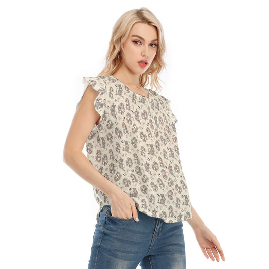 Bouncy Bunny Bliss - Women’s Flutter Sleeve Top