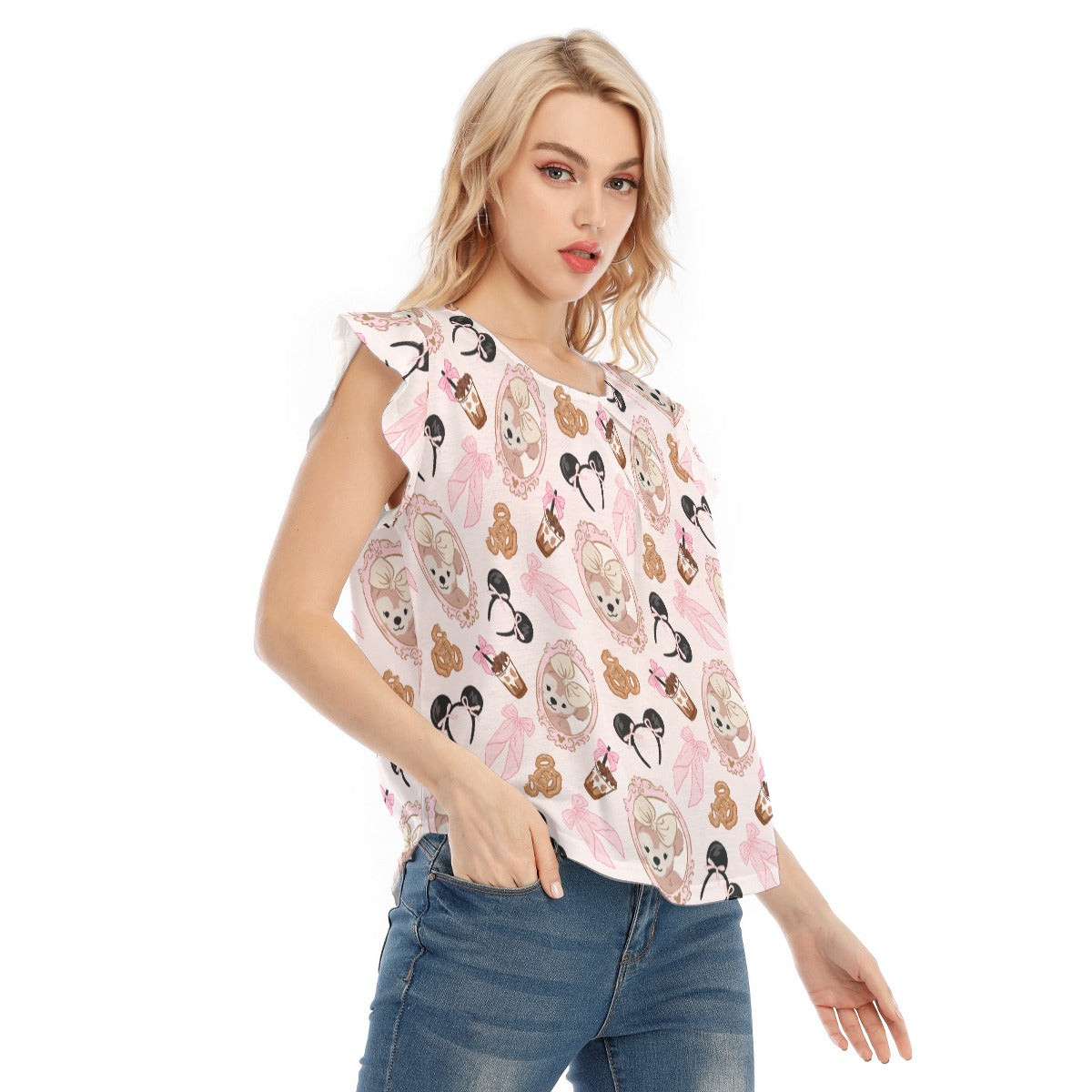 Bow Bear Sweet Day - Women’s Flutter Sleeve Top