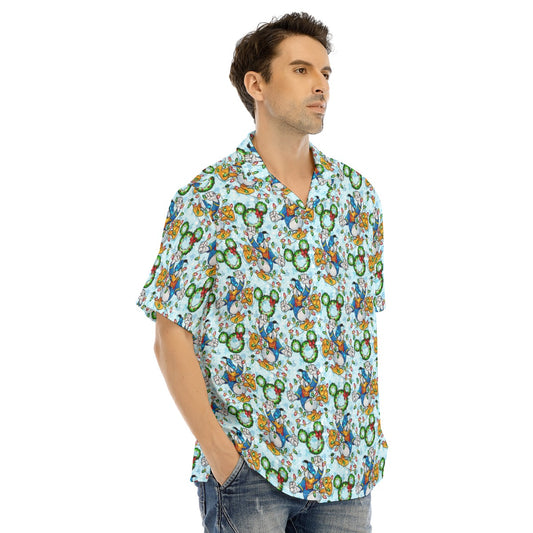 Duck’s Holiday Lights Tangleghts - Men's Hawaiian Button Up Shirt