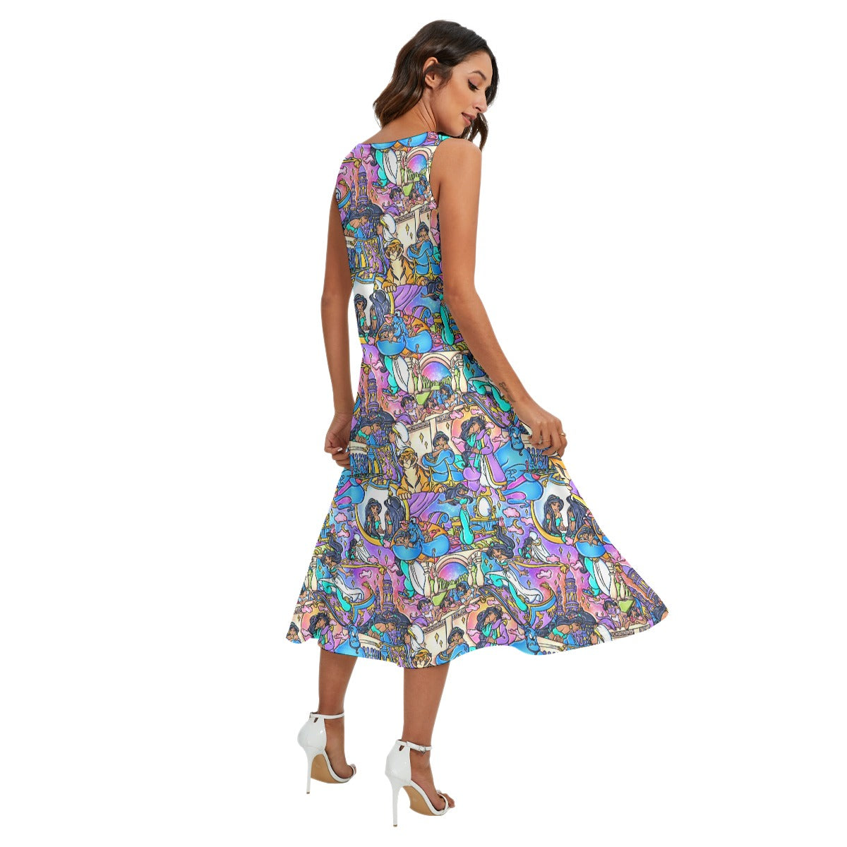 Magic Carpet Storybook Scenes - Women’s Diagonal Pocket Midi Dress
