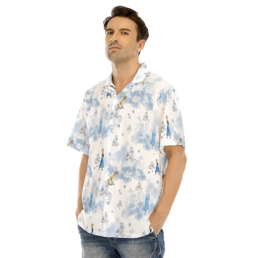 Enchanted Winter Landscape - Men's Hawaiian Button Up Shirt