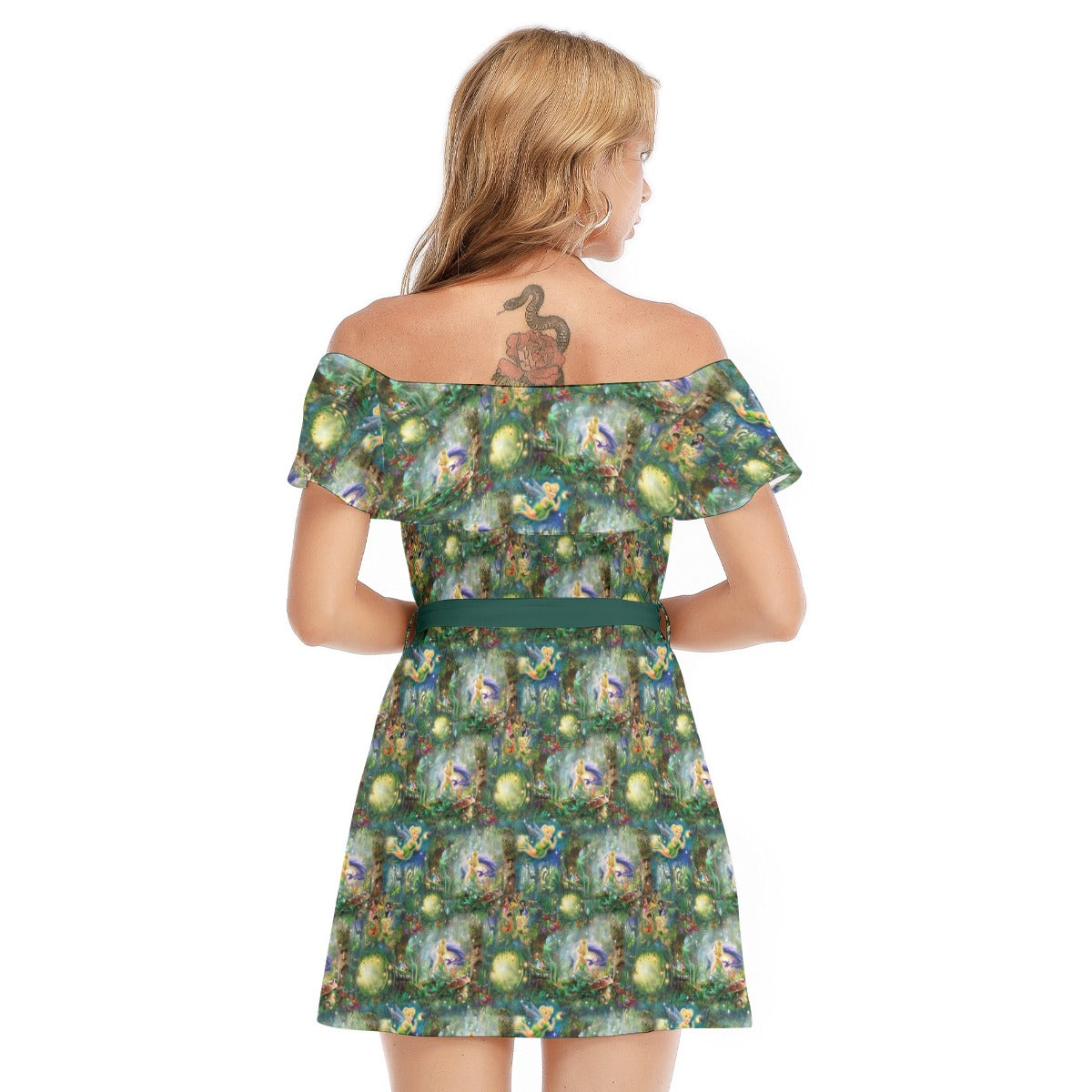 Pixie Fairy in Hollow - Women's Off-shoulder Ruffle Dress