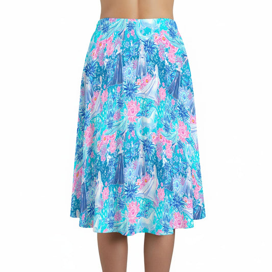 Ice Queen Frosted Florals - Women’s Pocket Midi Skirt