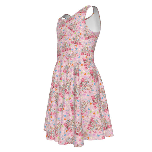 25th Birthday Cake Castle - Kid's Sleeveless Skater Dress