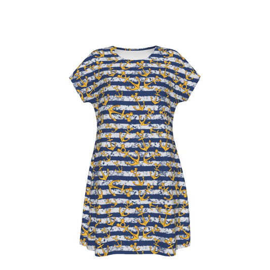Nautical Mouse Ear Anchors - Women's T-Shirt Dress