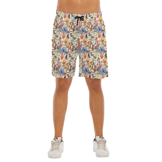 Woodland Friends Sketchched - Men’s Pocket Beach Shorts