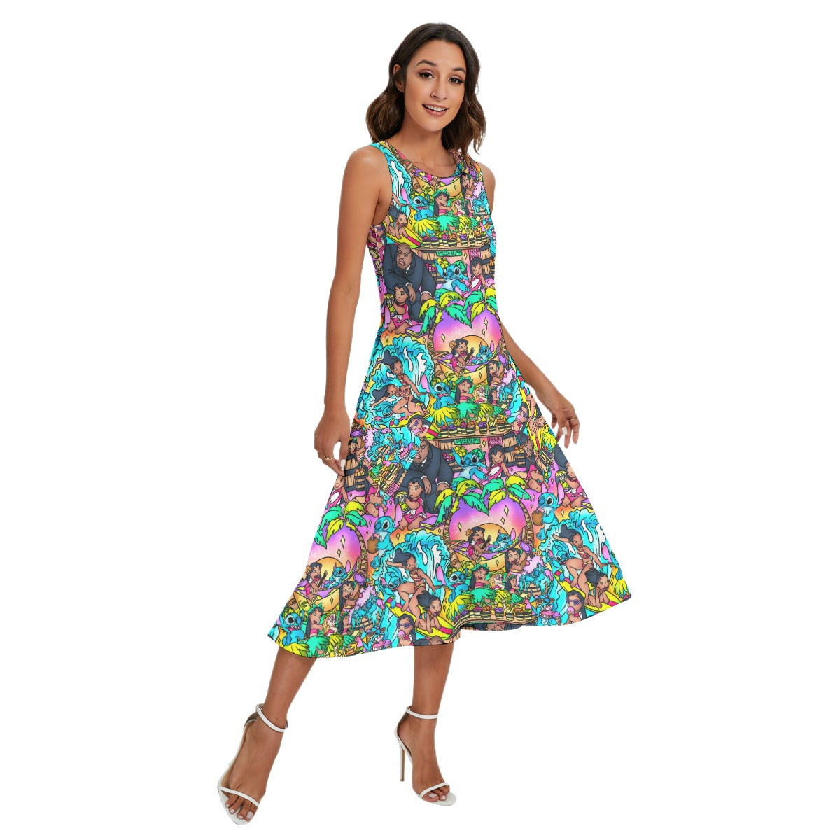 Ohana Island Storybook Scenes - Women’s Diagonal Pocket Midi Dress