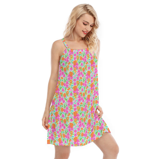 Tropical Citrus Bloom - Women’s Adjustable Sundress