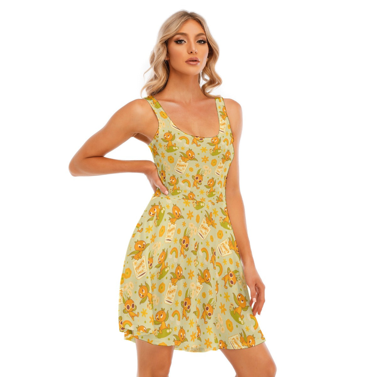 Vintage Citrus Garden - Women's Sleeveless Pocket Skater Dress