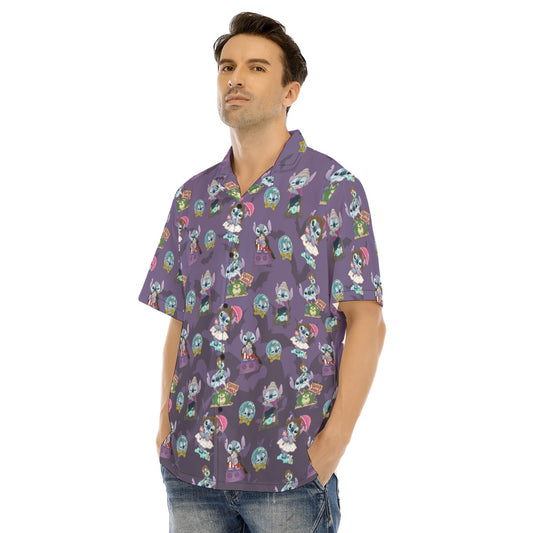Haunted Alien Portraits - Men's Hawaiian Button Up Shirt