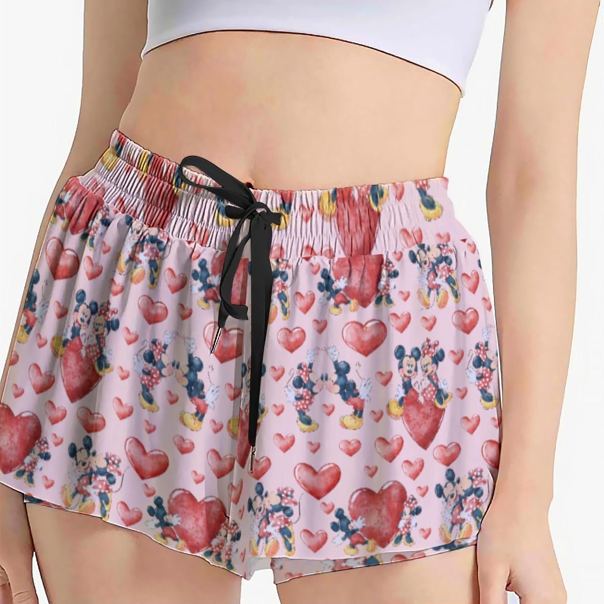 Valentine Mouse Couplennie - Women's Flowy Pocket Shorts