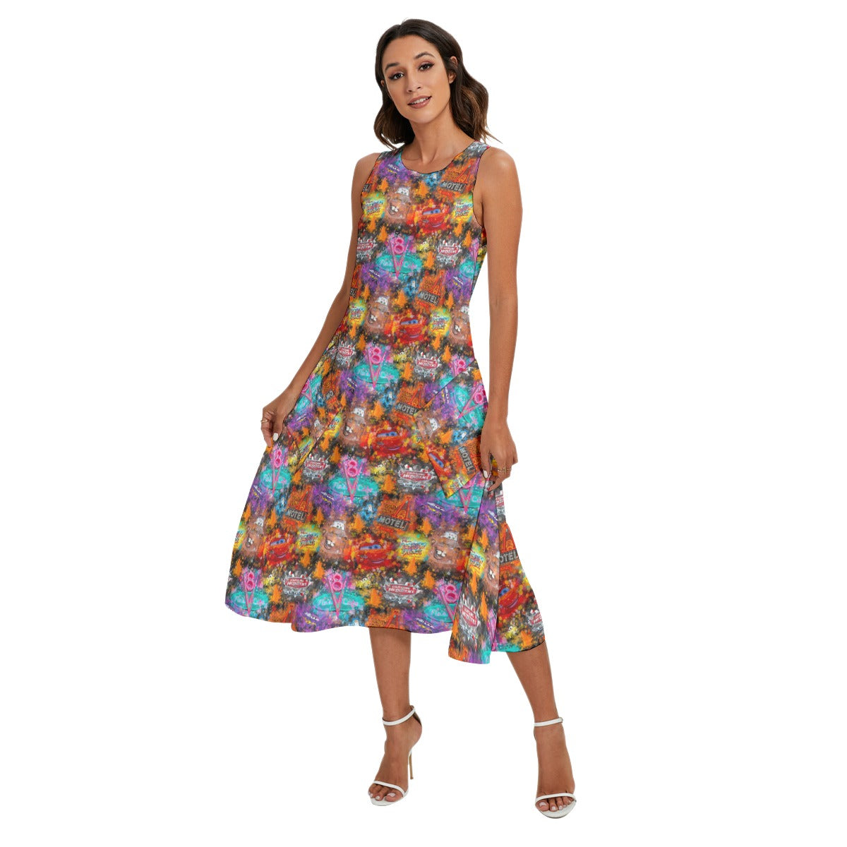 Watercolor Racing Adventure - Women’s Diagonal Pocket Midi Dress