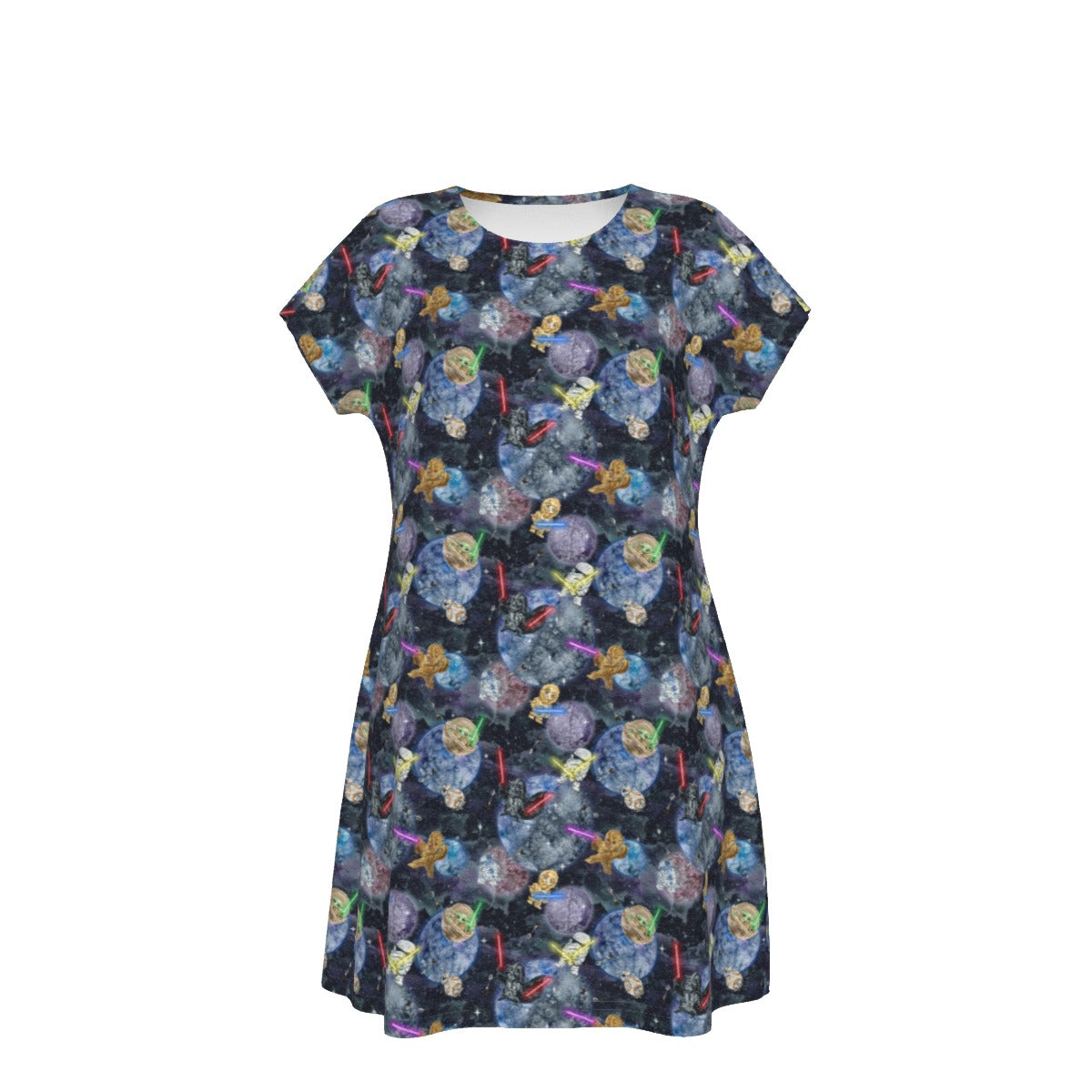 Watercolor Cosmic Battle - Women's T-Shirt Dress
