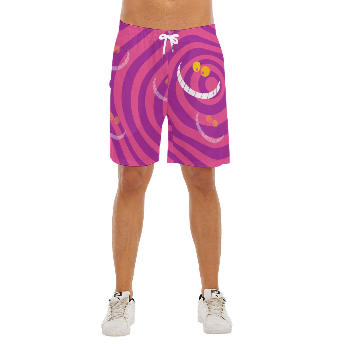 Whimsical Grinning Stripes - Men’s Pocket Beach Shorts