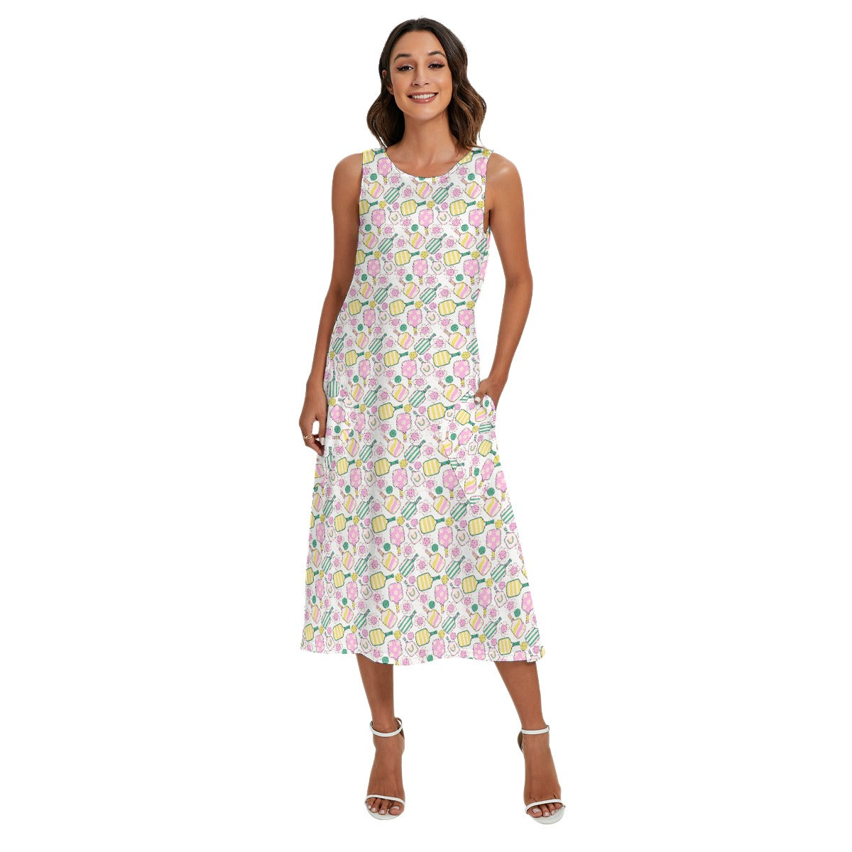 Pretty Pickleball Paddles - Women’s Diagonal Pocket Midi Dress
