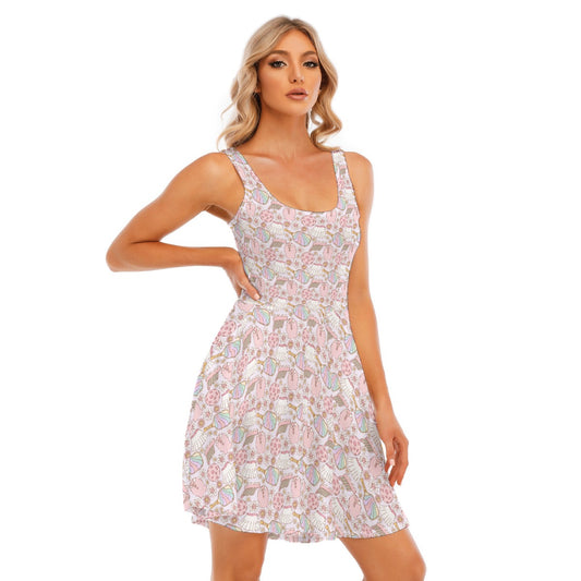 Rainbow Pickleball - Women's Sleeveless Pocket Skater Dress