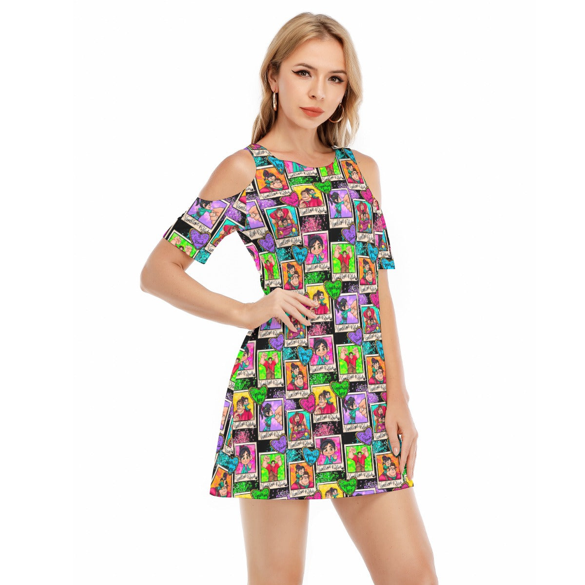 You're My Hero - Women's Cold Shoulder Cotton Dress