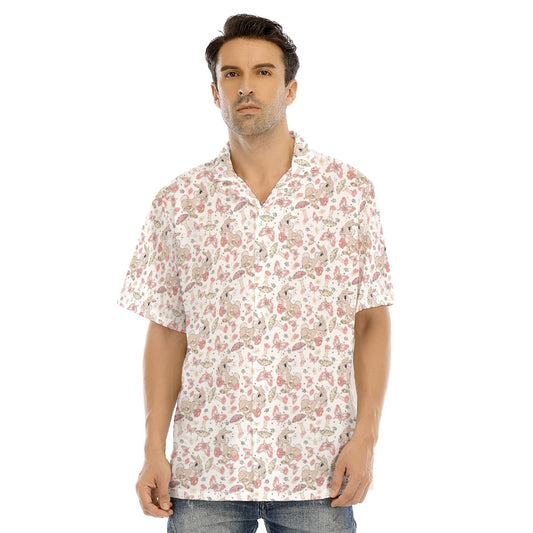 Woodland Bunny Cottagecore - Men's Hawaiian Button Up Shirt