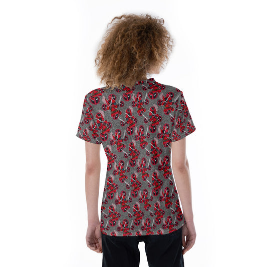 Superhero Stitch - Red Masked Hero - Women's Short Sleeve V-Neck T-Shirt