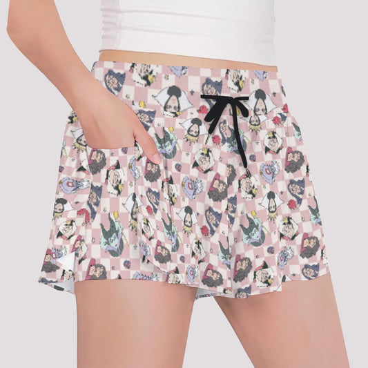 Pink Checkerboard Villains - Girls’ Flowy Pocket Shorts