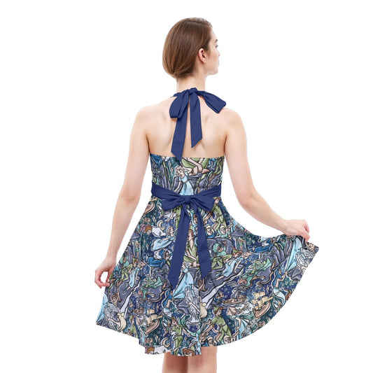 Magical Skybound Adventure - Women's Halter Vintage Pocket Dress