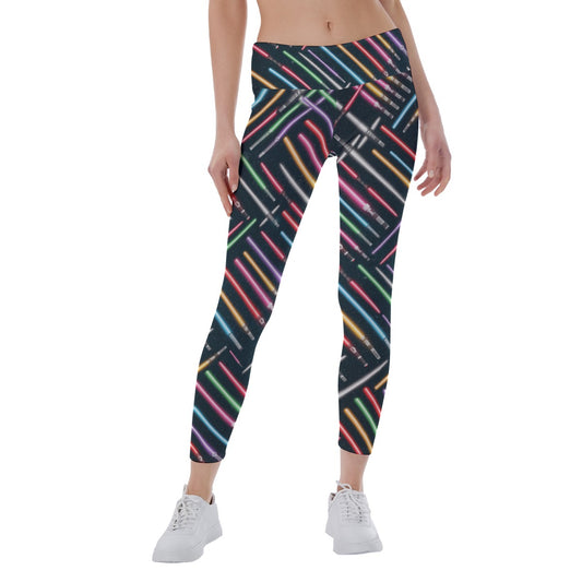 Vibrant Galaxy Sabers - Women's Yoga Leggings
