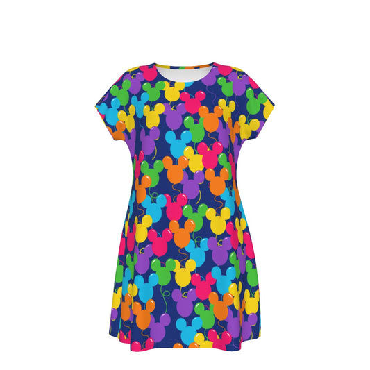 Bright Mouse Ear Balloons - Women's T-Shirt Dress