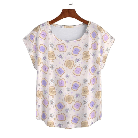 Kawaii Peanut Butter and Jelly Sandwiches - Women’s Relaxed Fit Scoop Tee