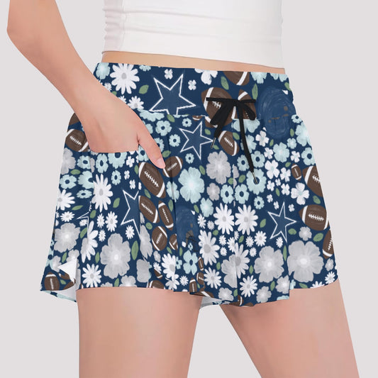 Blue Star Blooms - Girls’ Flowy Pocket Shorts