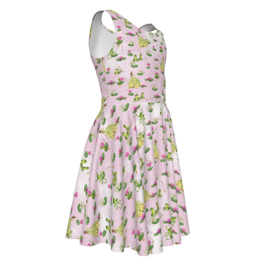 Watercolor Bayou Princess & Frogrog - Kid's Sleeveless Skater Dress