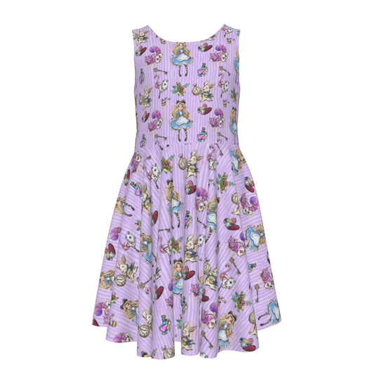 Whimsical Curious Adventure - Kid's Sleeveless Skater Dress