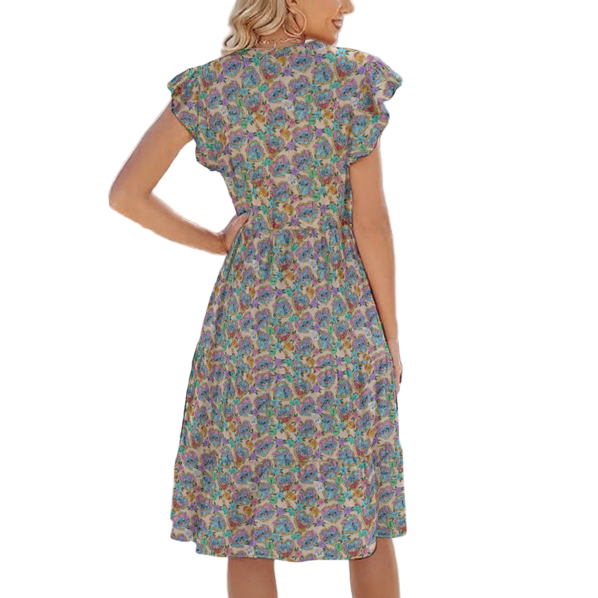 Tattoo Hearts Island Mischief - Women's Tiered Pocket Midi Dress