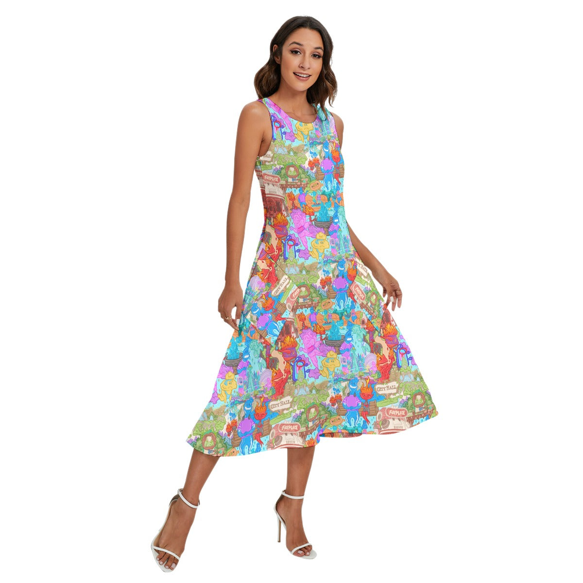 Element City Scene Collage - Women’s Diagonal Pocket Midi Dress
