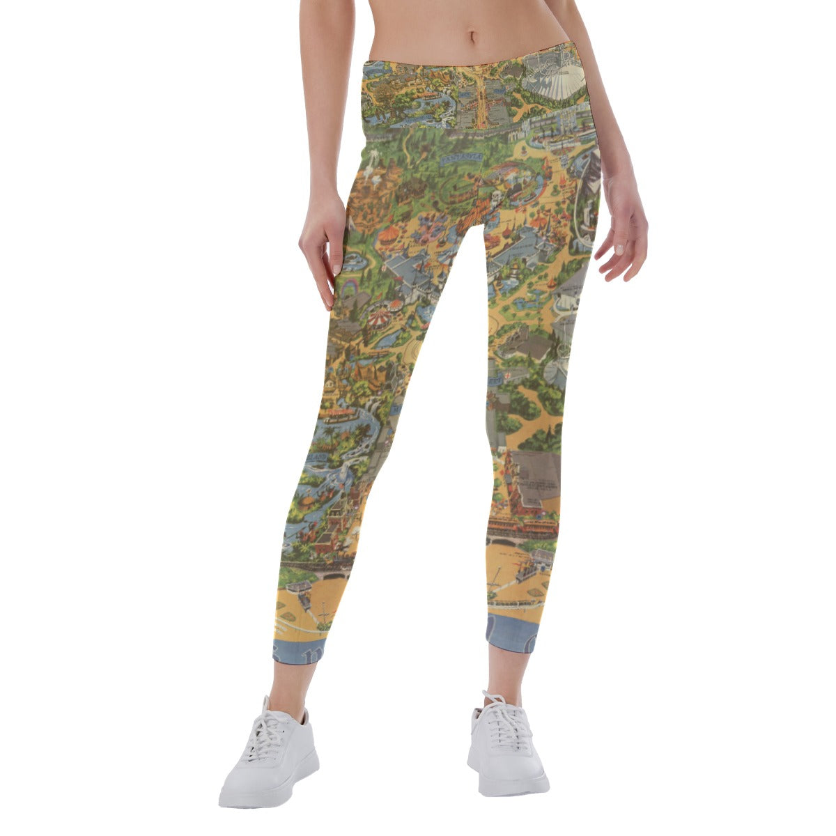 Vintage Theme Park Map- Women's Yoga Leggings